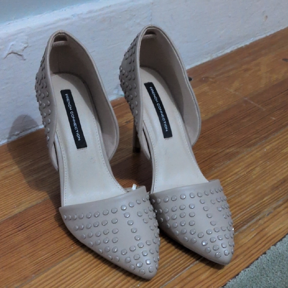 Elegant Taupe Studded Heels by French Connection 7